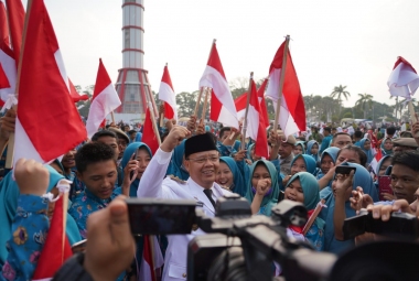 Plt Gubernur Bengkulu Rohidin Mersyah usai memimpin upacara bendera peringatan HUT RI ke 73 di Benteng Marborough, benteng peninggalan Inggris