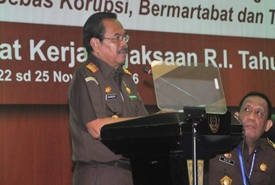 Jaksa Agung H.M. Prasetyo ketika membuka Rapat Kerja Kejaksaan Tahun 2016 , Rabu (23/11/2016).