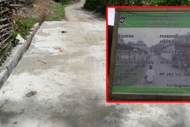 Hasil Pembangunan Rabat Beton Dengan Dana Desa Yang Diduga Untuk Kepentingan Oknum