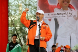 POT-Plt Gubernur saat sambutan dalam pembukaan Pekan Olahraga Tradisional Tingkat Nasional V.