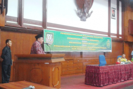 Gubernur Ridwan Mukti saat memberikan kata sambutan dalam acara penandatanganan TP4D dengan Kejati Bengkulu di Gedung Bappeda Provinsi Bengkulu