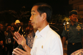 Presiden Jokowi, setiba di Hotel Santika Bengkulu, Selasa (25/11/2014).