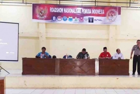 Kapolres Bengkulu Utara AKBP Andhika Vishnu, SIK saat menyampaikan materi acara roadshow nasionalisme Pemuda Indonesia