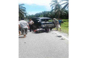 Kondisi mobil dan sepeda motor korban Fajar