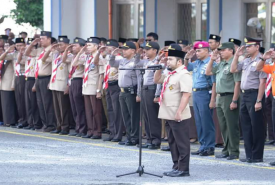Walikota Helmi Hasan Pimpin Apel Hari Pramuka ke 55 di Halaman Kantor Walikota Bengkulu