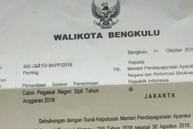 Surat Wakil Wali Kota Bengkulu yang beredar
